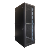Шкаф серверный напольный 42U (800 × 1000) дверь перфорированная, задние двойные перф., цвет черный