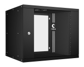 Cabeus WSC-05D-9U55/45-BK Шкаф телекоммуникационный настенный 19" 9U, серия LIGHT разборный, дверь стекло, цвет черный