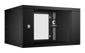 Cabeus WSC-05D-6U55/45-BK Шкаф телекоммуникационный настенный 19" 6U, серия LIGHT разборный, дверь стекло, цвет черный