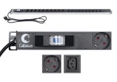 Cabeus PDU-16-10S-10C13-B Блок розеток для 19" шкафов, вертикальный, 10 розеток Schuko, 10 розеток IEC 320 C13, 16А, автомат защиты, алюминиевый корпус, шнур с вилкой Schuko 2 м