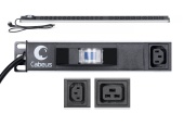 Cabeus PDU-16-14C13-10C19-B Блок розеток для 19" шкафов, вертикальный, 10 розеток IEC 320 C19, 14 розеток IEC 320 C13, 16А, автомат защиты, алюминиевый корпус, шнур с вилкой Schuko 2м
